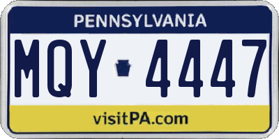PA license plate MQY4447