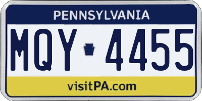 PA license plate MQY4455