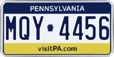 PA license plate MQY4456