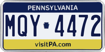 PA license plate MQY4472