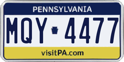 PA license plate MQY4477