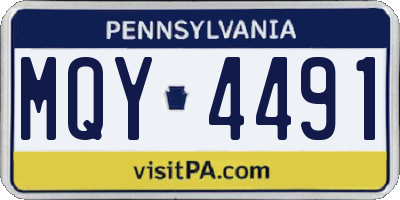 PA license plate MQY4491