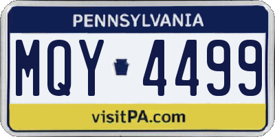 PA license plate MQY4499