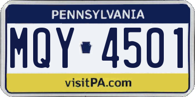 PA license plate MQY4501