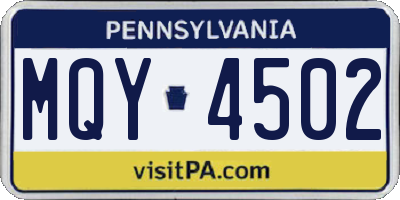 PA license plate MQY4502