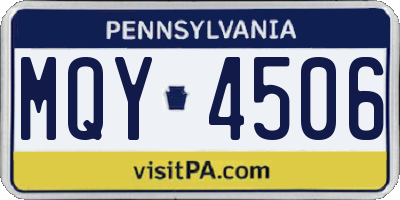 PA license plate MQY4506