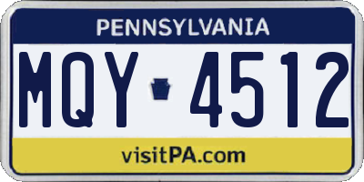 PA license plate MQY4512