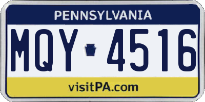 PA license plate MQY4516
