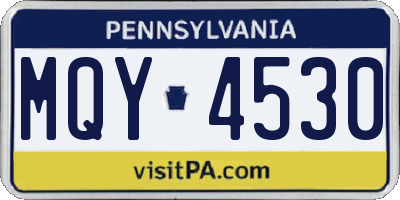 PA license plate MQY4530