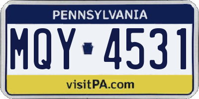 PA license plate MQY4531