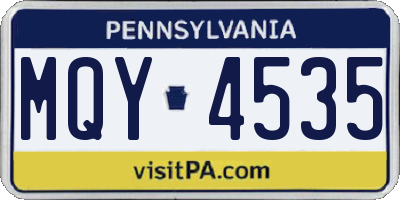 PA license plate MQY4535