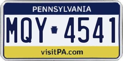 PA license plate MQY4541