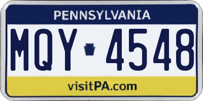 PA license plate MQY4548