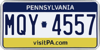 PA license plate MQY4557
