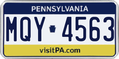 PA license plate MQY4563