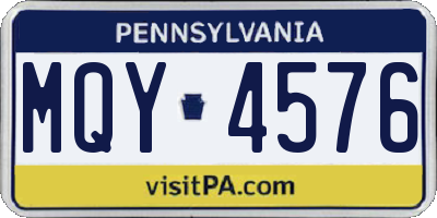 PA license plate MQY4576