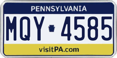 PA license plate MQY4585