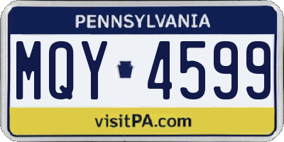 PA license plate MQY4599