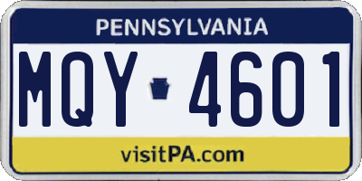 PA license plate MQY4601