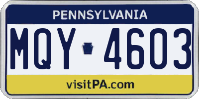 PA license plate MQY4603