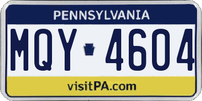 PA license plate MQY4604