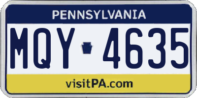 PA license plate MQY4635