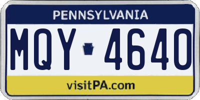 PA license plate MQY4640