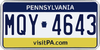 PA license plate MQY4643