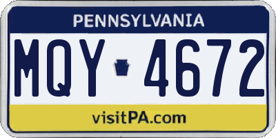 PA license plate MQY4672