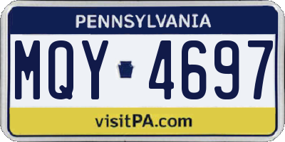 PA license plate MQY4697