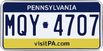 PA license plate MQY4707