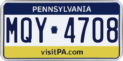PA license plate MQY4708