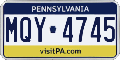 PA license plate MQY4745
