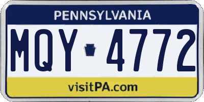 PA license plate MQY4772