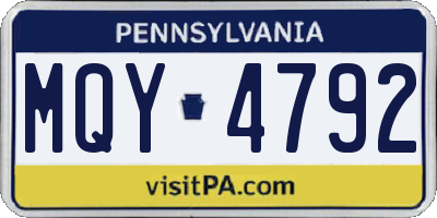 PA license plate MQY4792