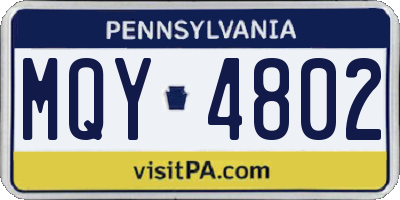 PA license plate MQY4802