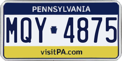 PA license plate MQY4875