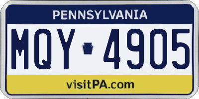 PA license plate MQY4905