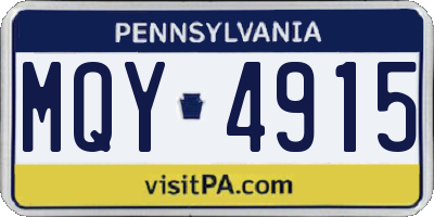PA license plate MQY4915