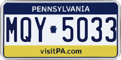 PA license plate MQY5033