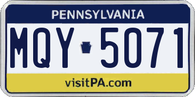 PA license plate MQY5071