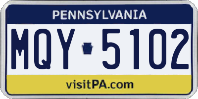PA license plate MQY5102