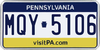 PA license plate MQY5106