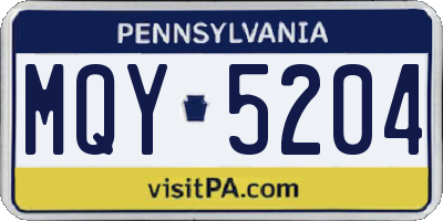 PA license plate MQY5204