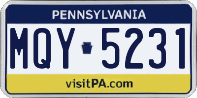 PA license plate MQY5231