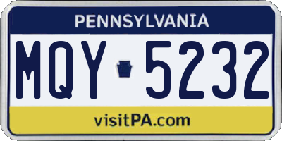 PA license plate MQY5232