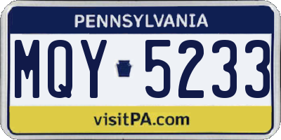 PA license plate MQY5233