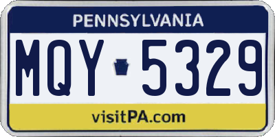 PA license plate MQY5329