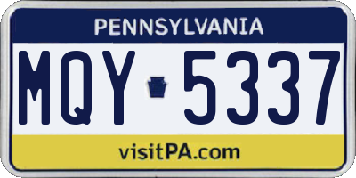 PA license plate MQY5337