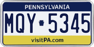 PA license plate MQY5345